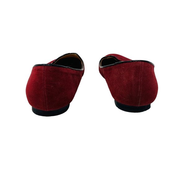 C Label Cat Face Loafer Flats Burgundy Red Faux Suede Women's Shoes 9 - Picture 7 of 13